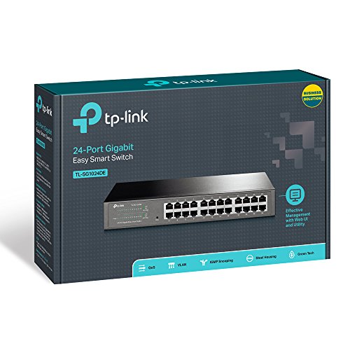 TP-Link 24 Port Gigabit Switch | Easy Smart Managed | Plug and Play | Limited Lifetime Protection | Desktop/Rackmount | Sturdy Metal w/ Shielded Ports | Support QoS, Vlan, IGMP and LAG (TL-SG1024DE)