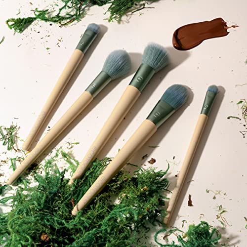 EcoTools Elements Super-Natural Face Makeup Brush Kit, For Foundation, Bronzer, Blush, and Eye Makeup, Works Best With Liquid, Cream, and Powder Products, Limited Edition, 5 Piece Set