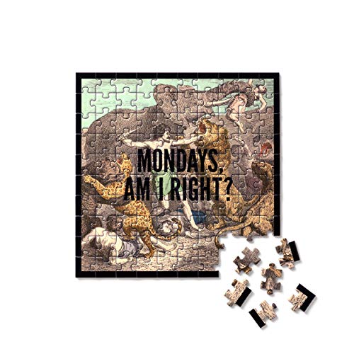 Mondays, Am I Right? 100 Piece Mini Shaped Puzzle from Brass Monkey - 7.25' x 7.25' Mini Puzzle for Adults, Eye-Catching Design, Black Foil Accents, Unique Gift Idea!