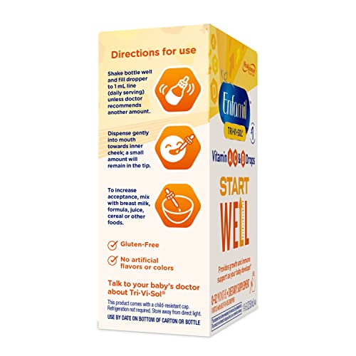Enfamil Prenatals and Baby Vitamins Tri-Vi-Sol Vitamin A, C and D Multi-Vitamin Drops for Infants, Supports Growth and Immune Health, 50 mL Dropper Bottle,1.69 Fl Oz (Pack of 1),MJ-030