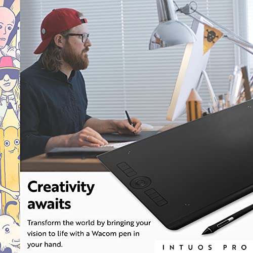 Wacom Intuos Pro Large Bluetooth Graphics Drawing Tablet, 8 Customizable ExpressKeys 8192 Pressure Sensitive Pro Pen 2 Included, Compatible with Mac OS and Windows