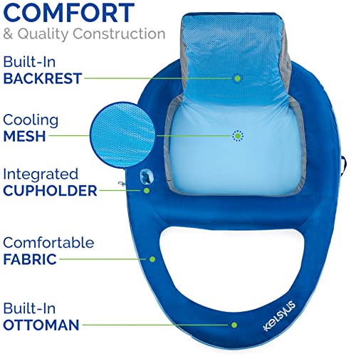 Kelsyus Premium Floating Lounger XL with Fast Inflation, Inflatable Recliner Chair, Lake and Pool Float for Adults with Cup Holder, Amazon Exclusive