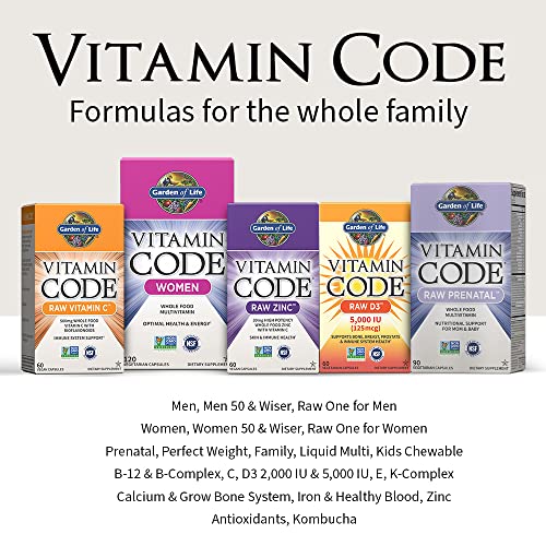 Garden of Life Multivitamin for Women, Men and Kids Age 6 and up, Vitamin Code Family Multi - 120 Vegetarian Capsules, Whole Food Vitamins, Food Blend and Probiotics, Gluten Free Dietary Supplements