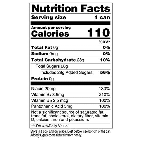 BEEBAD Sparkling Energy Drink Powered by Honey, Ginseng, Propolis, Maca, plus B6 and B12 Vitamins,12 Count