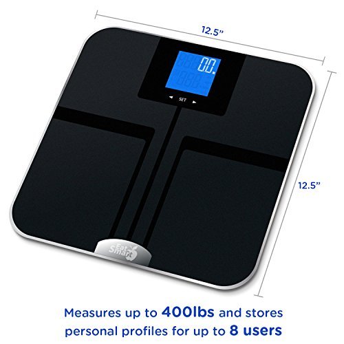 EatSmart Digital Body Fat Scale with Auto Recognition Technology, Black
