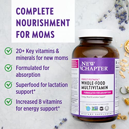 New Chapter, Postnatal Vitamins Lactation Supplement with Fermented Probiotics + Wholefoods + Vitamin D3 + B Vitamins + Organic NonGMO Ingredients , Multi, 192 Count