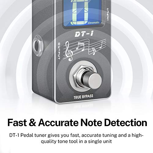 Donner Tuner Pedal, Dt-1 Chromatic Guitar Tuner Pedal with Pitch Indicator for Electric Guitar and Bass True Bypass