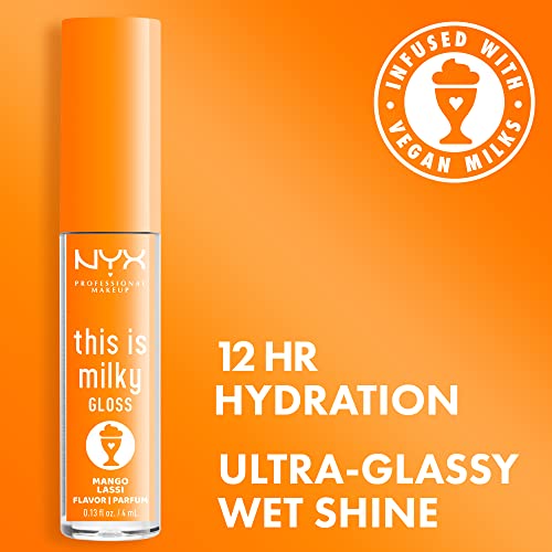 NYX PROFESSIONAL MAKEUP This Is Milky Gloss, Lip Gloss with 12 Hour Hydration, Vegan - Mango Lassi (Orange Cream)