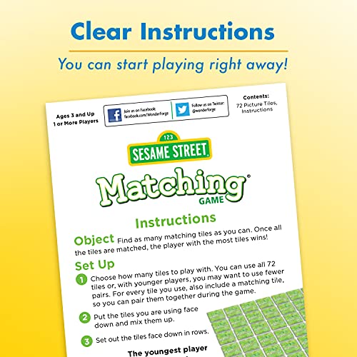 Sesame Street Matching Game by Wonder Forge | for Boys and Girls Age 3 to 5 | A Fun and Fast Memory Game for Kids | Elmo, Big Bird, Cookie Monster, Bert and Ernie, and More