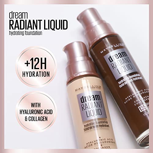 Maybelline Dream Radiant Liquid Medium Coverage Hydrating Makeup, Lightweight Liquid Foundation, Pure Beige, 1 Count