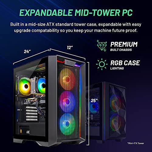 Skytech Nebula Gaming PC Desktop – Intel Core i3 12100F 3.3 GHz, NVIDIA RTX 3050, 500GB NVME SSD, 16GB DDR4 RAM 3200, 600W Gold PSU, Wi-Fi, Windows 11 Home 64-bit