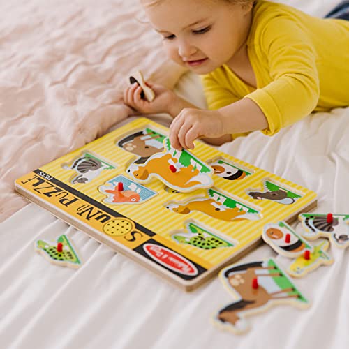 Melissa and Doug Pets Sound Puzzle - Wooden Peg Puzzle With Sound Effects (8 pcs) - Chunky Baby Puzzle, Animal Sounds Puzzles For Toddlers And Preschoolers Ages 2+
