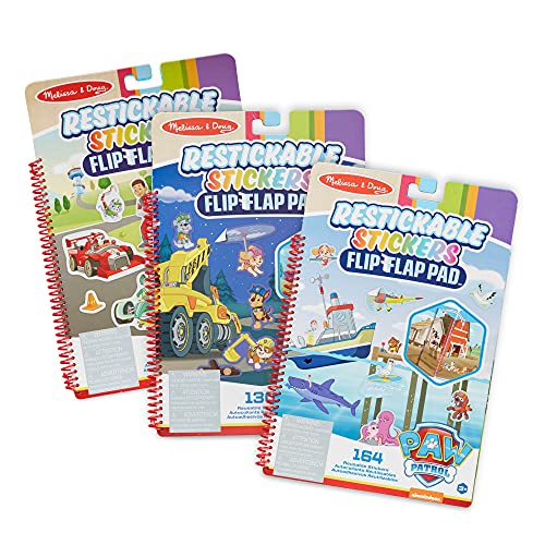 Melissa and Doug PAW Patrol Restickable Stickers Flip-Flap Pad 3-Pack – Classic Missions, Adventure Bay, Ultimate Rescue - PAW Patrol Toys, Reusable Sticker Books For Kids Ages 3+