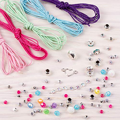 Make It Real: Rainbow Bling Bracelets Kit - Create 5 Unique Cord Charm Bracelets, 82 Pieces, Includes Play Tray, All-in-One, DIY Kit, Tweens and Girls, Arts and Crafts, Kids Ages 8+