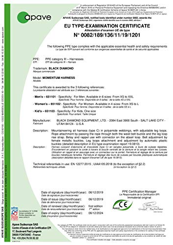 Black Diamond Mens Momentum Rock Climbing Harness, Anthracite, X-Small