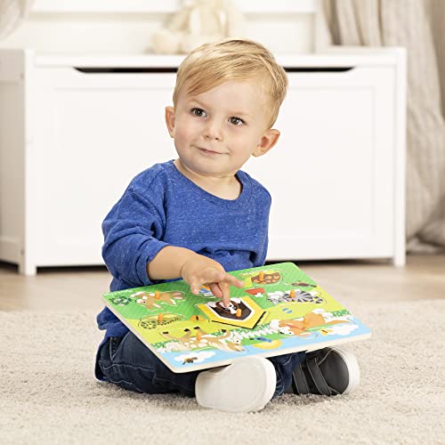 Melissa and Doug World of Animals Wooden Peg Puzzles Set - Pets, Farm, and Safari