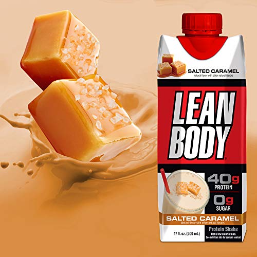 Lean Body Ready-to-Drink Salted Caramel Protein Shake, 40g Protein, Whey Blend, 0 Sugar, Gluten Free, 22 Vitamins and Minerals, 17 Fl Oz (Pack of 12)