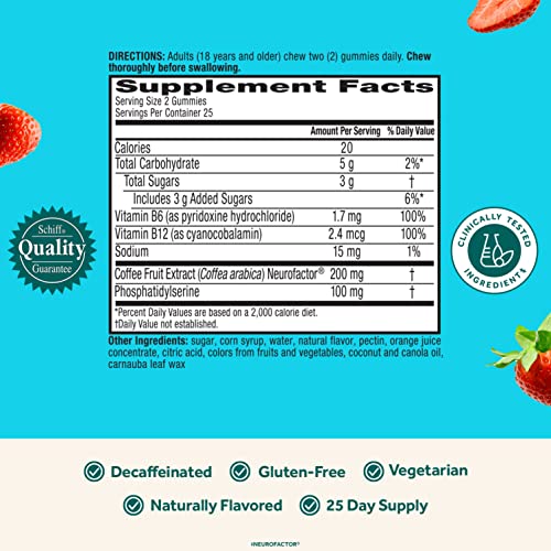 NEURIVA Plus Brain Supplement for Memory,Focus and Concentration+Cognitive Function with Vitamins B6 and B12 and Clinically Tested Nootropics Phosphatidylserine and Neurofactor,50ct Strawberry Gummies