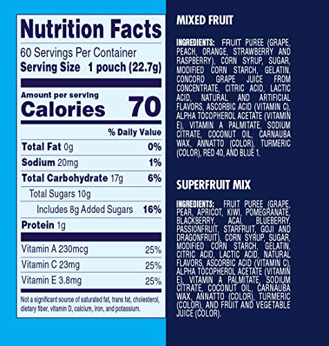 Welch's Fruit Snacks, Mixed Fruit and Superfruit Bulk Variety Pack, Gluten Free, 0.8 oz (Pack of 60)