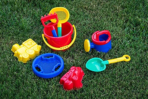 Sand Box Castle Play Deluxe Beach Set with Shovel, Bucket, Sifter, Molds by Toysmith