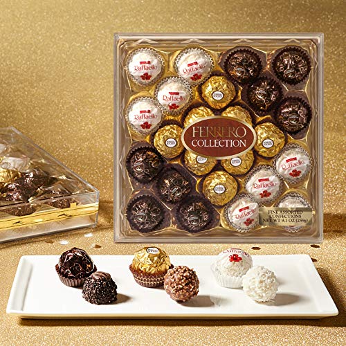 Ferrero Collection Premium Gourmet Assorted Hazelnut Milk Chocolate, Dark Chocolate And Coconut, Mother's Day Gift, 9.1 oz, 24 Count