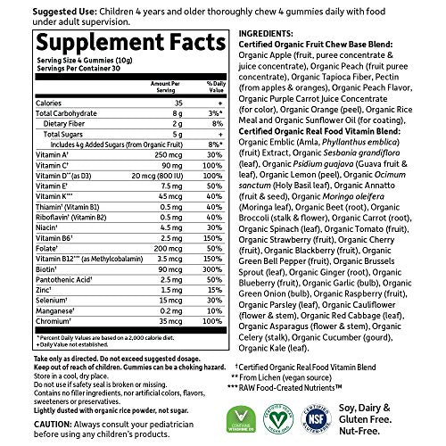 Garden of Life mykind Organics Kids Gummy Vitamins - Fruit - Certified Organic, Non-GMO and Vegan Complete Children's Multi - B12, C and D3 - Gluten, Soy and Dairy Free, 120 Real Fruit Chew Gummies