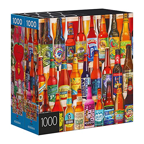 2-Pack of 1000-Piece Jigsaw Puzzles, for Adults, Families, and Kids Ages 8 and up, Perfume Bottles and Craft Beer Bottles