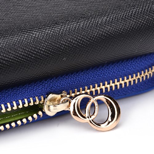 Kroo Clutch Wallet with Wristlet and Crossbody Strap for Smartphones up to 6.3 Inch - Carrying Case - Frustration-Free Packaging - Black and Blue