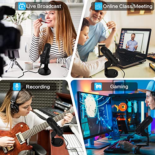 ZealSound USB Microphone,Condenser Computer PC Mic,PlugandPlay Gaming Microphones for PS 4and5.Headphone OutputandVolume Control,Mic Gain Control,Mute Button for Vocal,YouTube Podcast on MacandWindows(Black)