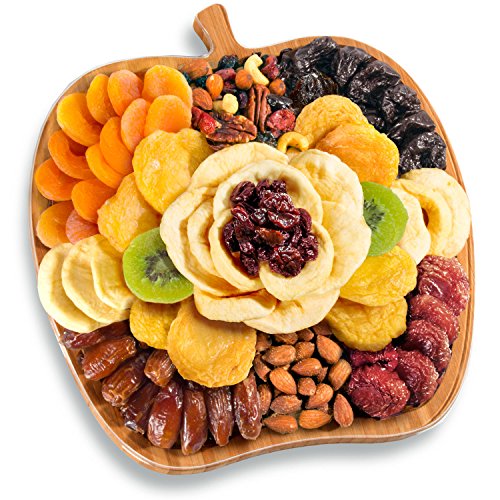 A Gift Inside Dried Fruit and Nuts In Bamboo Apple Shape Serving Tray