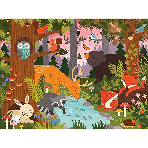 Petit Collage Floor Puzzle, Enchanted Woodland, 24-Pieces – Large Puzzle for Kids, Completed Animal Jigsaw Puzzle Measures 18” x 24” – Makes a Great Gift Idea for Ages 3+