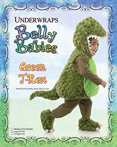 Underwraps Jumpsuit Toddler's T-Rex Belly Babies Costume, Green, Medium (18-24)