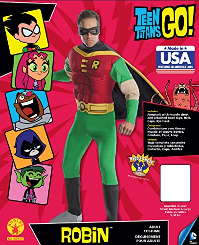 DC Comics Deluxe Muscle Chest Robin Adult Costume, Small
