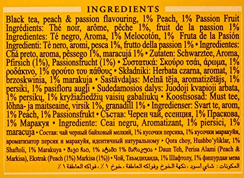 Ahmad Tea Black Tea, Peach And Passion Fruit Teabags, 20 ct (Pack Of 6) - Caffeinated And Sugar-Free