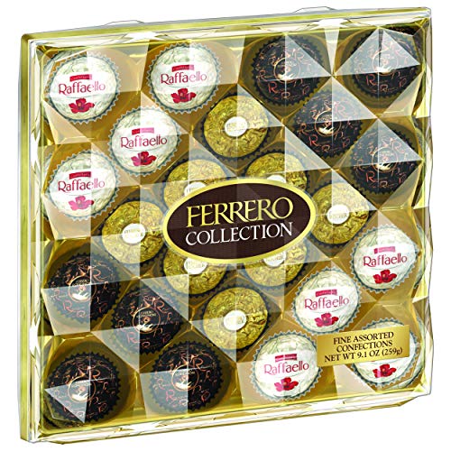 Ferrero Collection Premium Gourmet Assorted Hazelnut Milk Chocolate, Dark Chocolate And Coconut, Mother's Day Gift, 9.1 oz, 24 Count