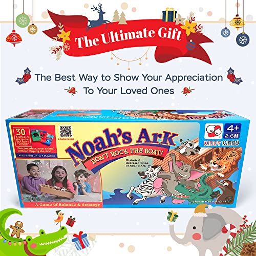 Noah's Ark Board Game, Don't Rock The Boat, Strategy Balancing Game, Hand-Eye Coordination, Religious Stacking Educational Board Game with Animal Toys
