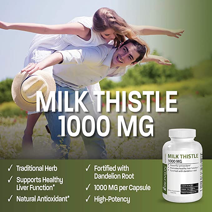Bronson Milk Thistle 1000mg Silymarin Marianum and Dandelion Root Liver Health Support 250 Capsules