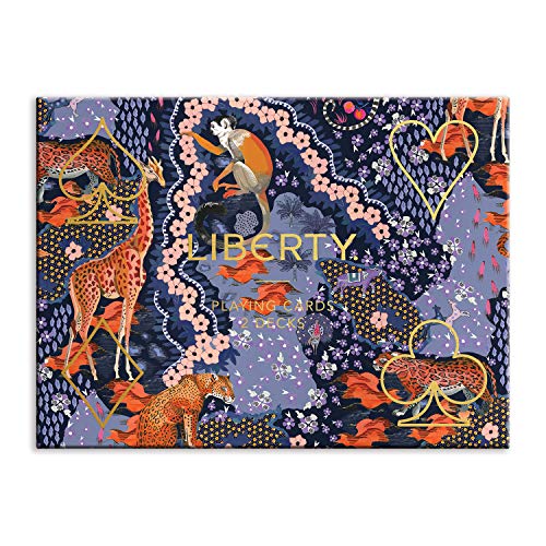 Galison Liberty London Maxine Playing Cards, 2 Decks – Standard Size Playing Cards with Unique Artwork, Sturdy Exterior Drawer Box with Foil-Stamped Art