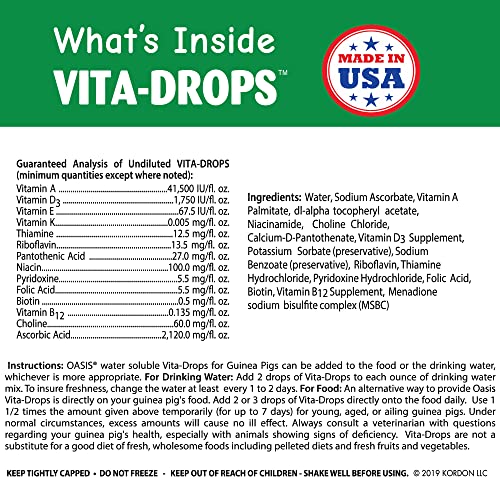 OASIS #80069 Guinea Pig Vita-Drop Vitamins, 16-Ounce liquid multivitamin with Vitamin C