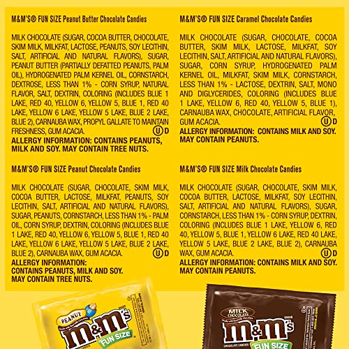 MandM'S Original, Peanut, Peanut Butter and Caramel Fun Size Bulk Easter Chocolate Candy, 30.35 oz, 55 ct, Bag