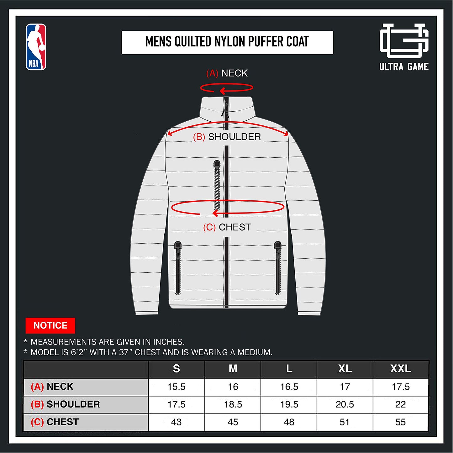 Ultra Game NBA Houston Rockets Mens Lightweight Packable Puffer Down Jacket, Black, X-Large