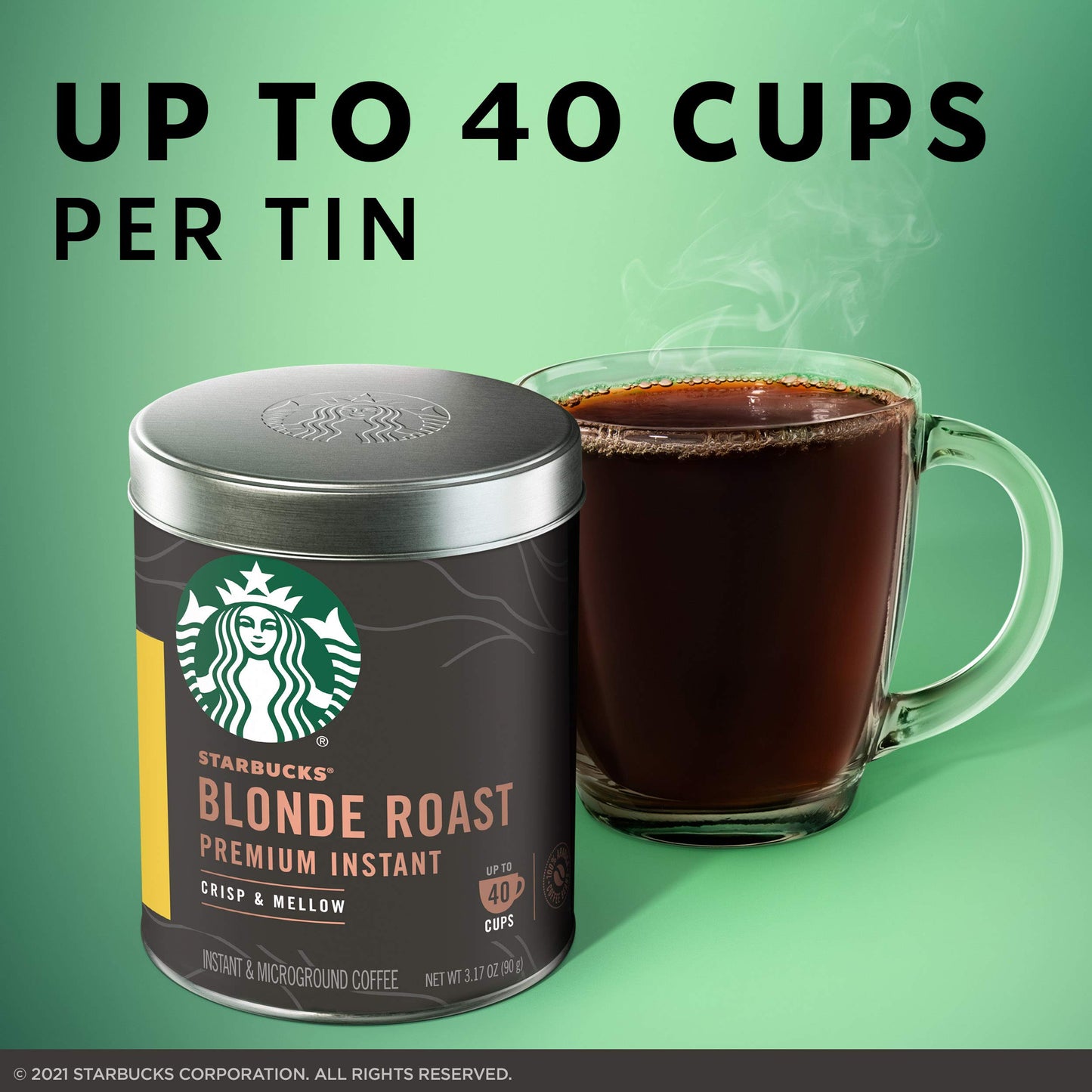 Starbucks Premium Instant Coffee — Starbucks Blonde Roast — 100% Arabica — 3 Tins (up to 120 servings total)