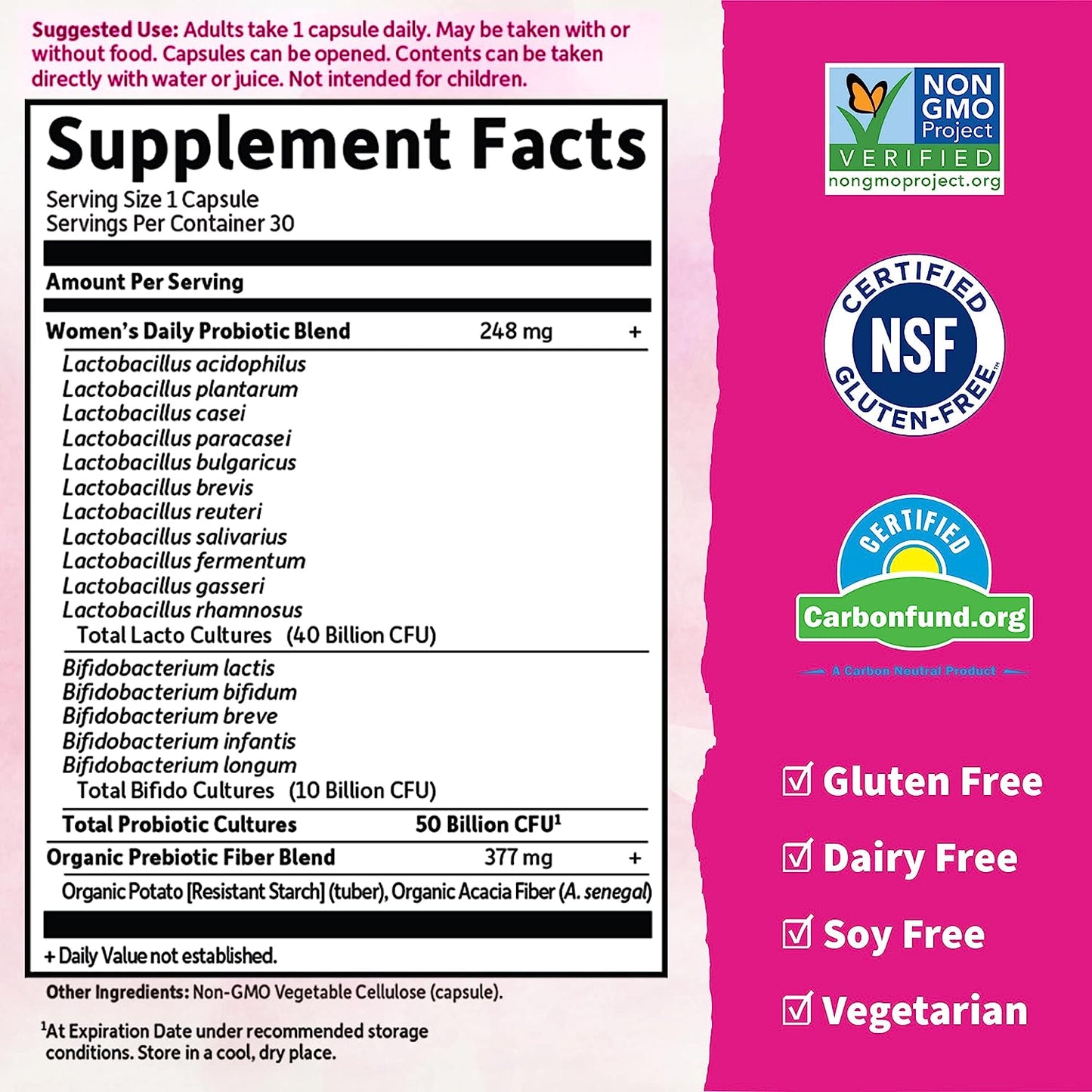 Dr. Formulated Probiotics for Women & Prebiotics, 50 Billion CFU for Women’s Daily Digestive Vaginal and Immune Health, Garden of Life 16 Probiotic Strains Shelf Stable No Gluten Dairy Soy, 30 Capsules