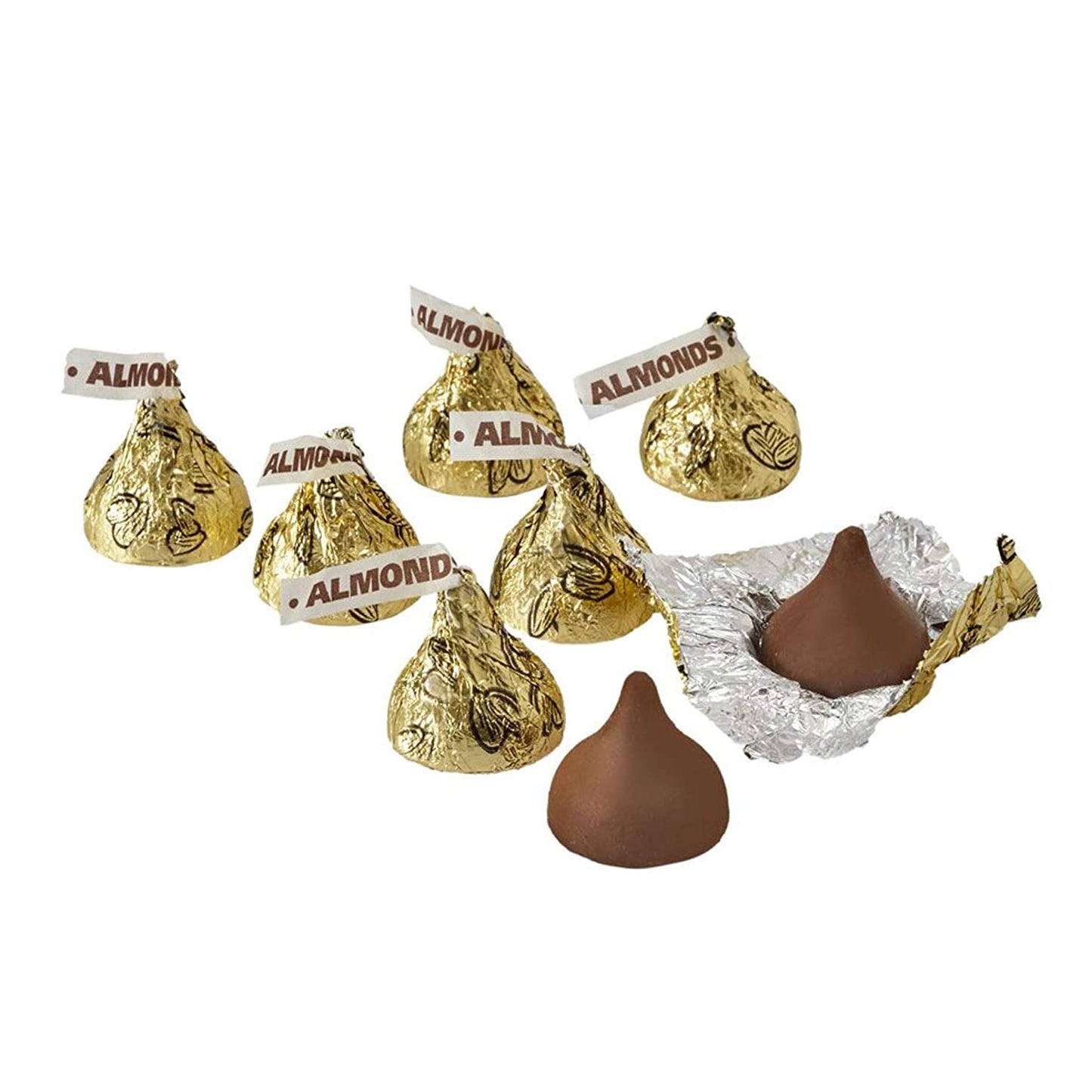 HERSHEY'S KISSES Gold Foils Milk Chocolate with Almonds Candy, Individually Wrapped, 66.7 oz Bulk Bag (400 Pieces)
