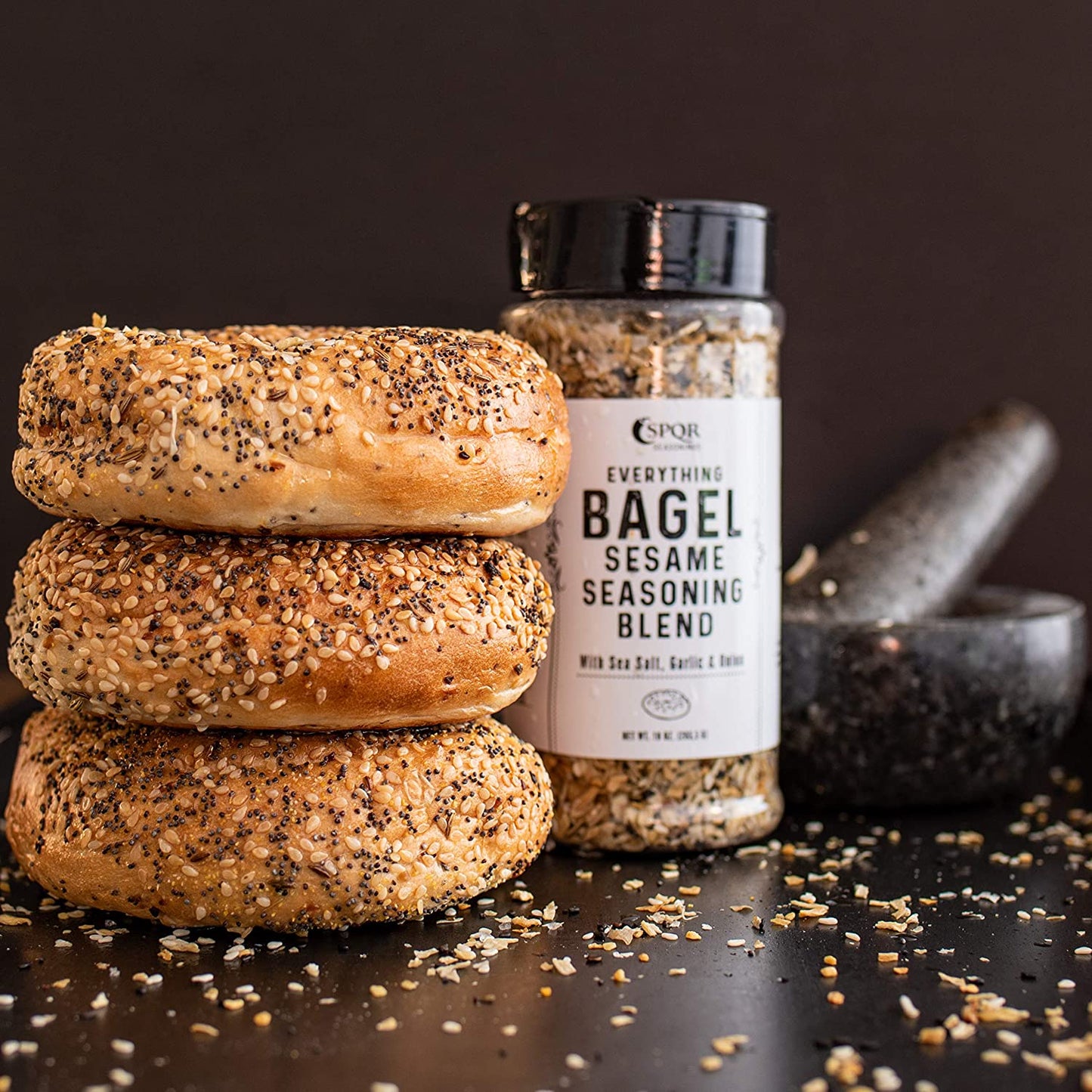 Everything Bagel Seasoning Blend Original XL 10 Ounce Jar. Delicious Blend of Sea Salt and Spices Dried Minced Garlic & Onion Flakes. Bagel Allspice, Sesame Seasoning Spice Shaker