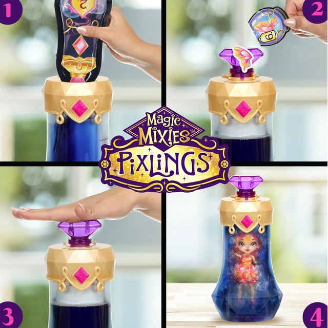 Magic Mixies Pixlings Flitta the Butterfly Pixling 6.5 inch Doll Inside a Potion Bottle, Ages 5+