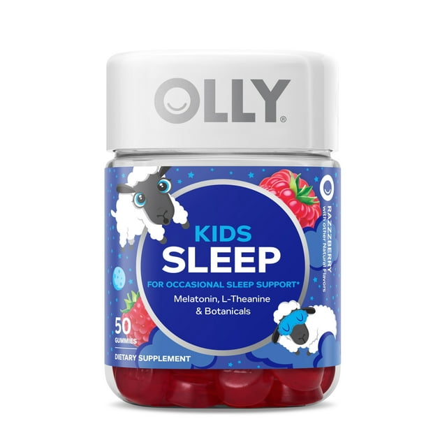 OLLY Kids Sleep Gummy Supplement, 0.5 Melatonin, L Theanine, Raspberry, 50 Ct