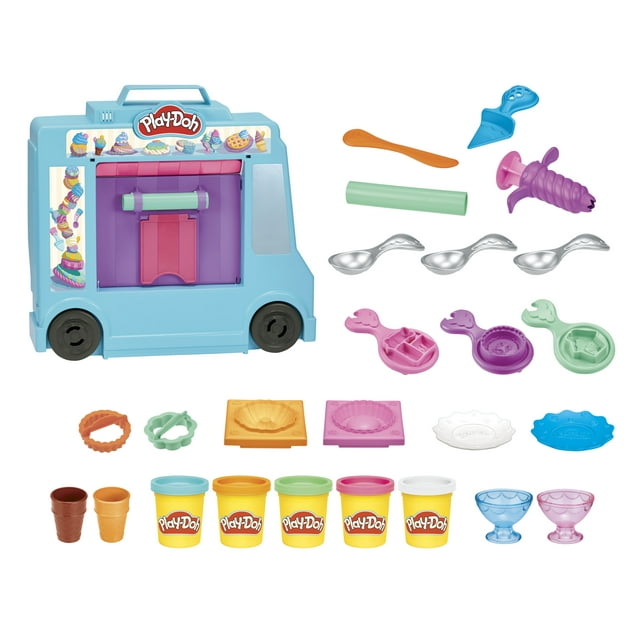 Play-Doh Ice Cream Truck Playset, Includes 20 Tools, 5 Modeling Compound Colors