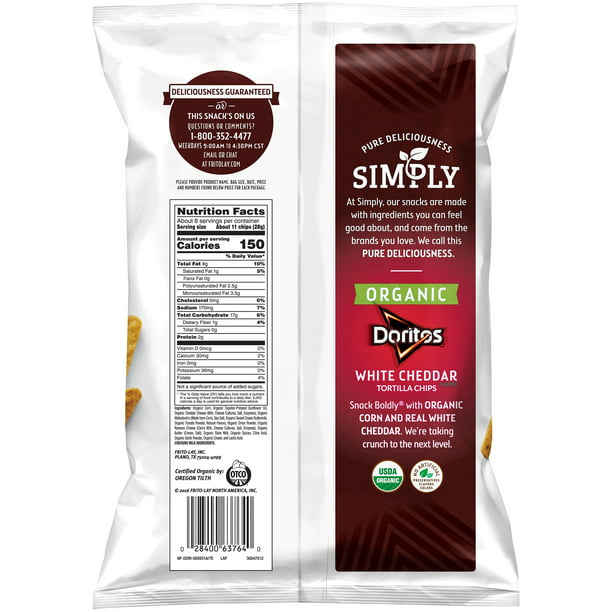 Simply Doritos Organic White Cheddar Tortilla Chips, 7.5 oz Bag