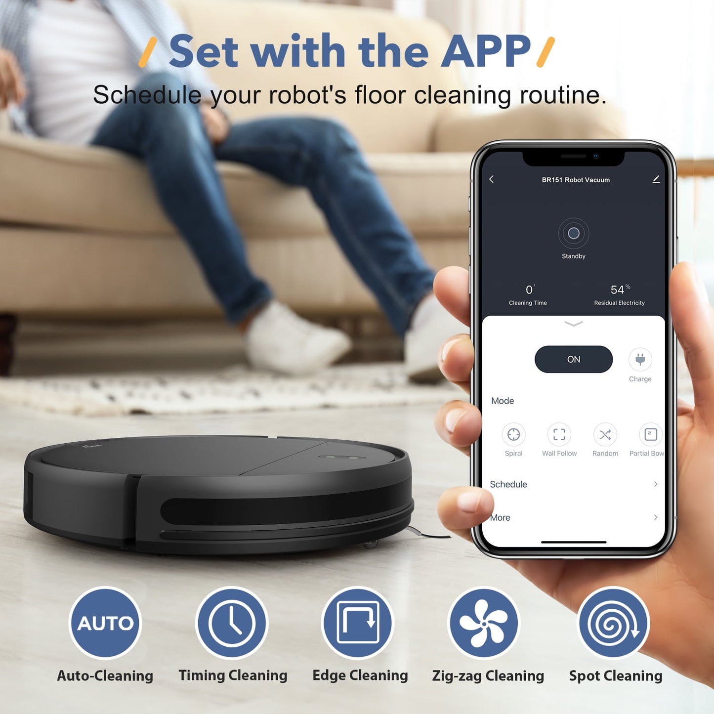 ONSON Robot Vacuum Cleaner, 2 in 1 Robot Vacuum and Mop Combo, With WIFI Connection For Pet Hair, Hard Floor
